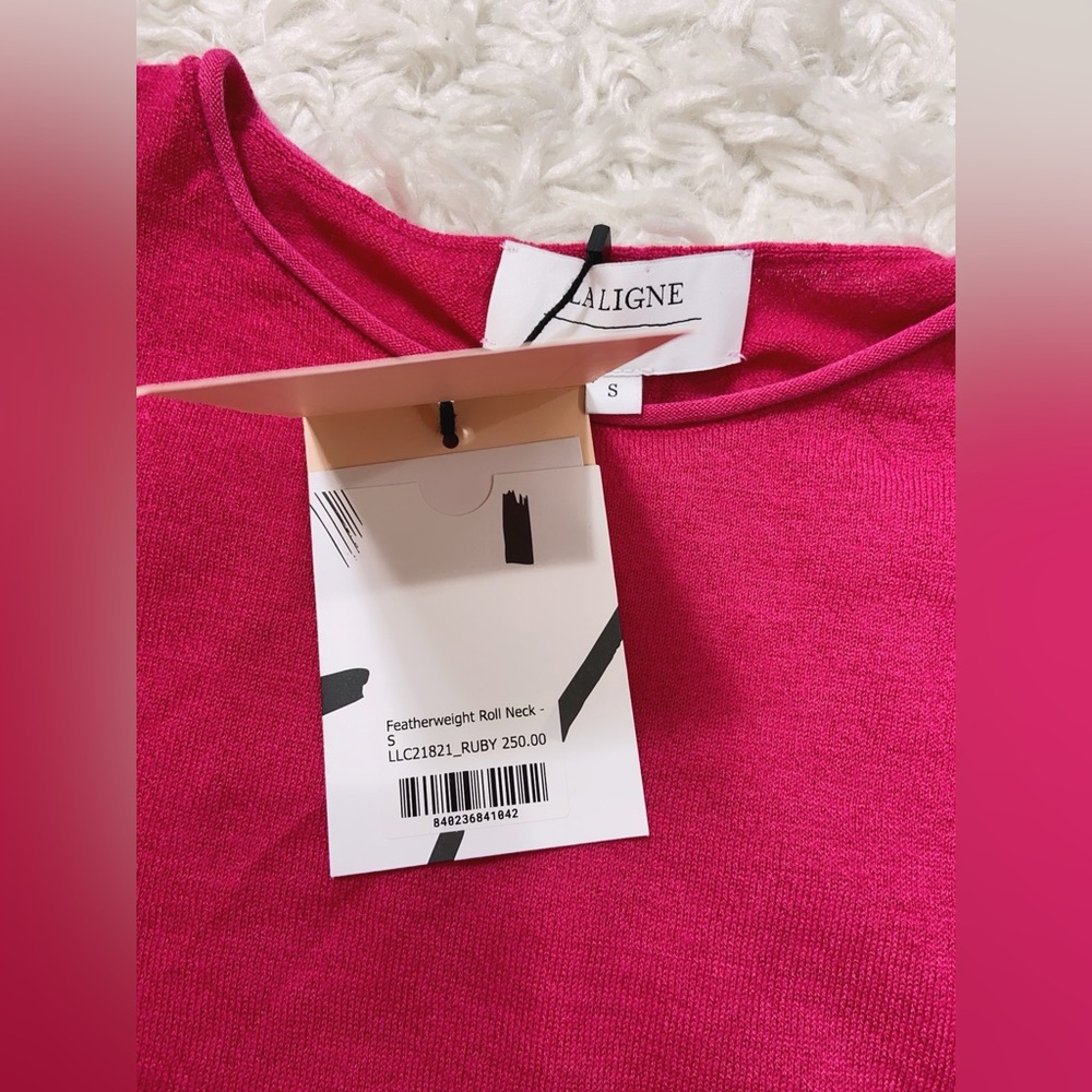 NWT La Ligne Featherweight Roll Neck Cashmere Sweater Ruby S - Picture 5 of 6